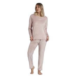 62651-0-000112-womens-long-sleeve-v-neck-velvet-pyjama-admas-classic-pico-dots-lace-piedra