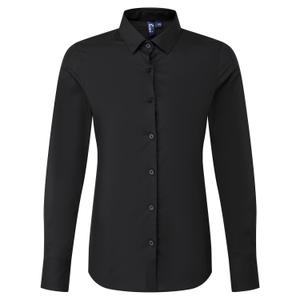 pr303-black-women-s-long-sleeve-poplin-shirt-premier-recyclight-black